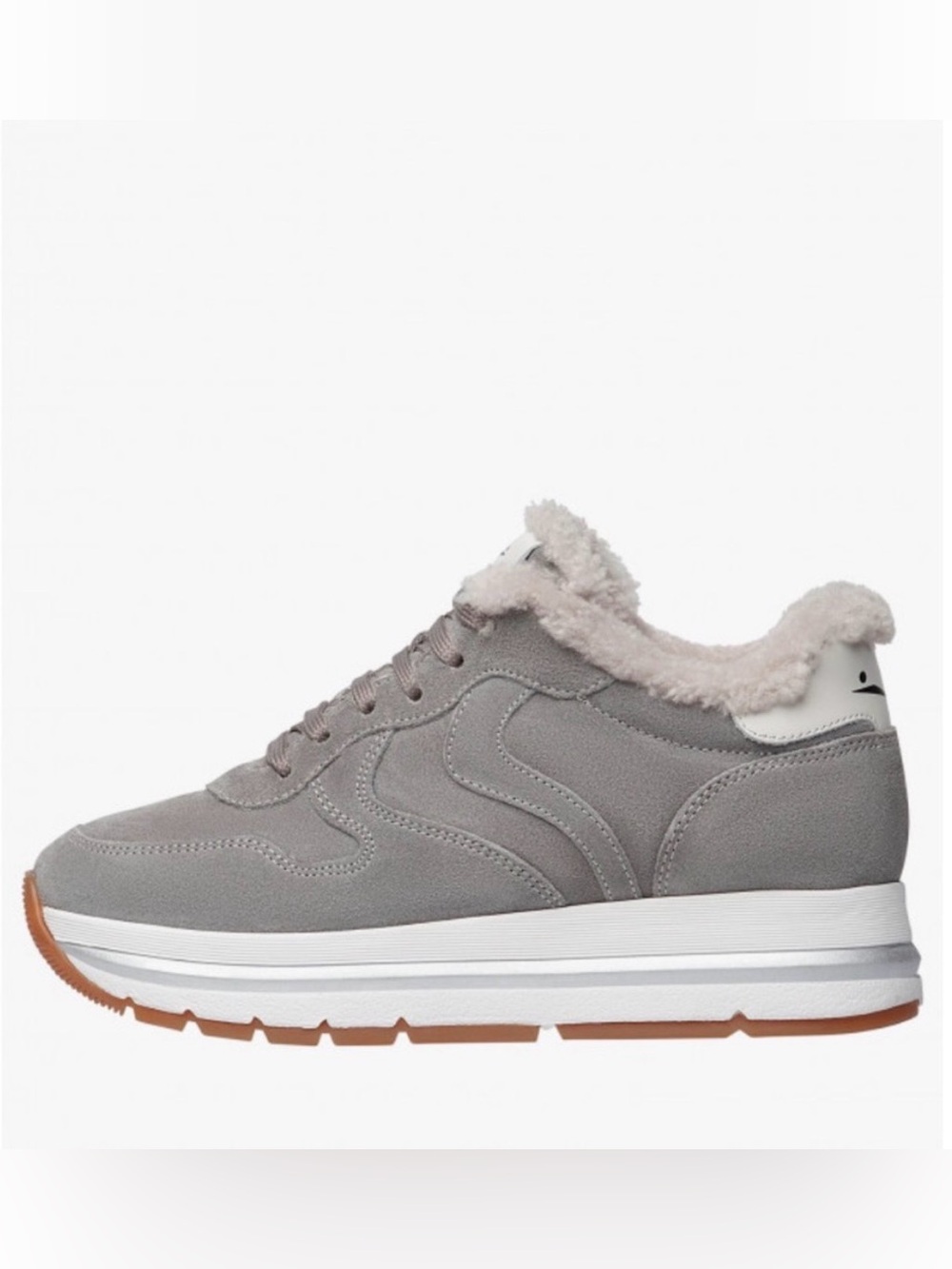 NWT VOILE BLANCHE MARAN Fur Suede Sneakers in Grey